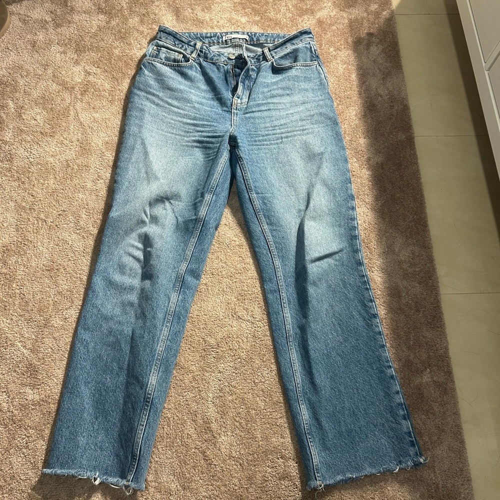 Zara Blue Flare Wide Leg Jeans